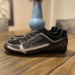 Moschino Suede Grey Black Retro Sneakers Size 40 (9.5) Italian Luxury Shoe